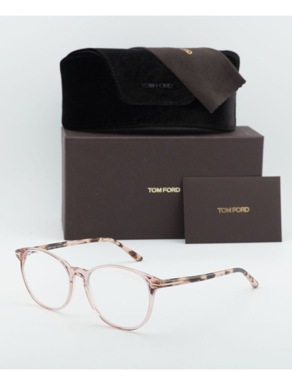 Tom Ford FT5810-B 072 Round Eyeglasses 53mm - Shiny Pink / Blue Light Block